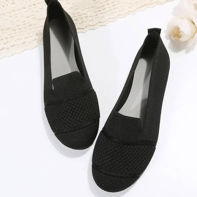 Everyday Knit Ballet Flats in Black, flat lay