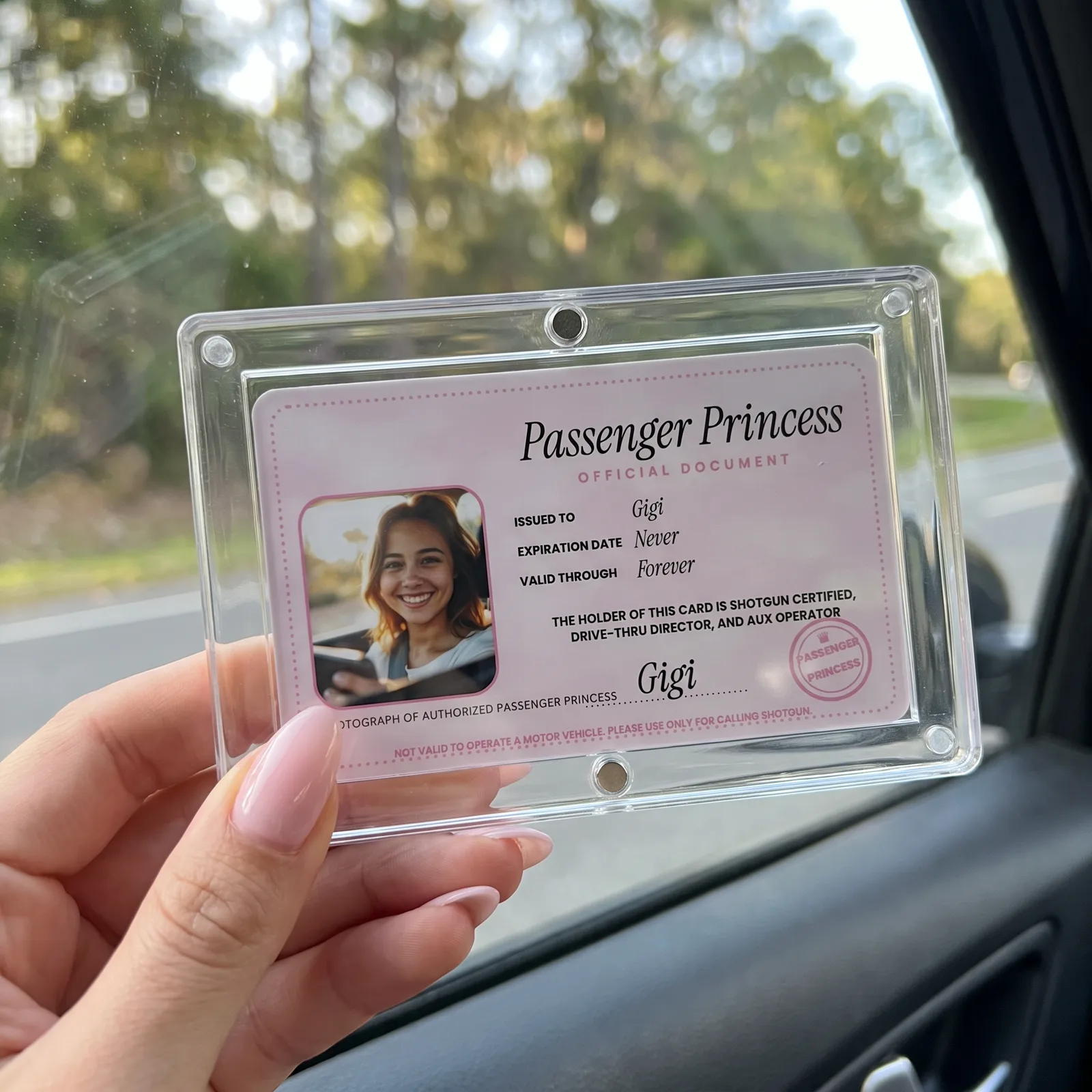 Personalized Passenger Princess Card held in hand