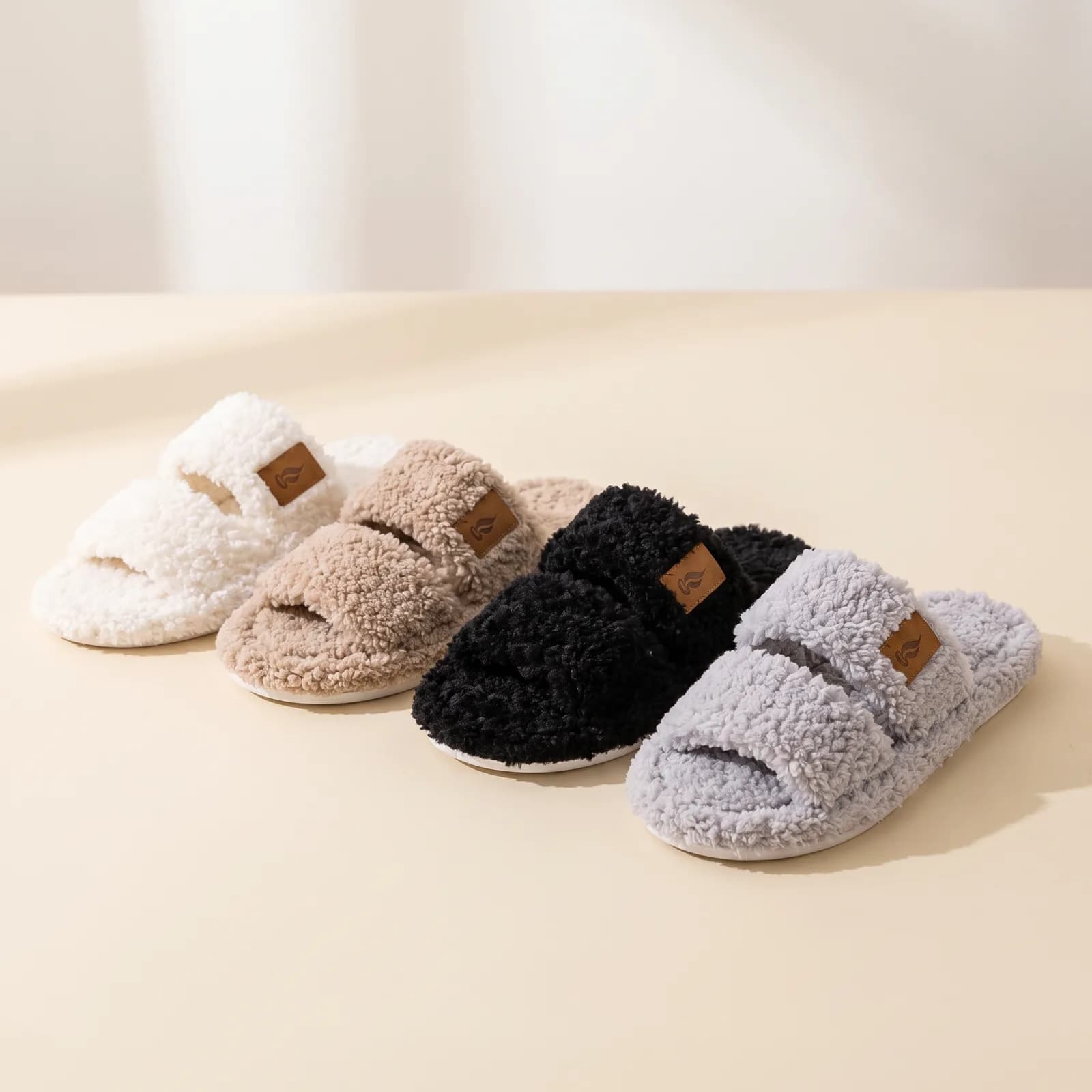 Ivory, Mocha, Black, and Grey slides lined up side by side