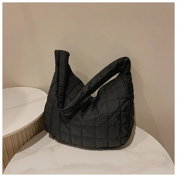 Puffer Quilted Tote in Black, product shot