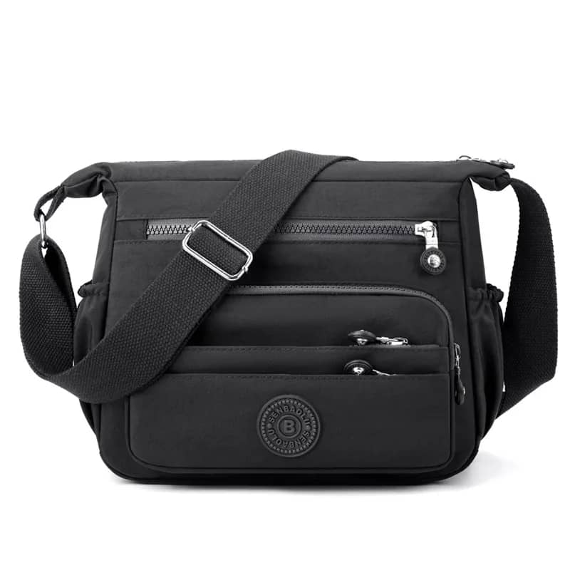 Lightweight Nylon Crossbody in Black, product shot