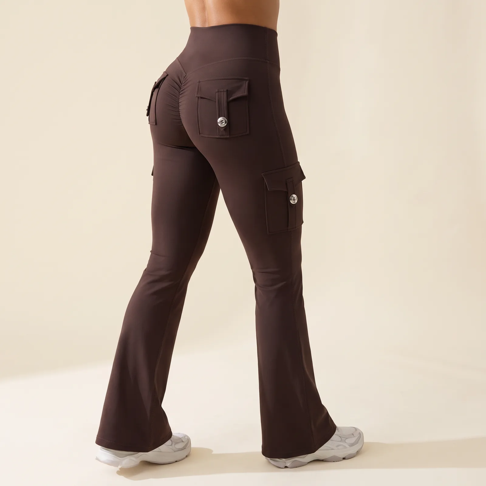 Pull-On Bootcut Dress Pants in Espresso on a cream studio background